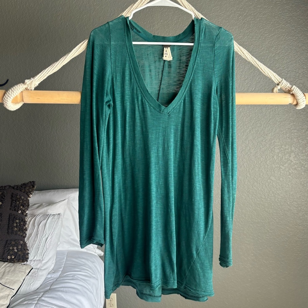 Free People We the Free Green Long Sleeve Tunic Size: XS